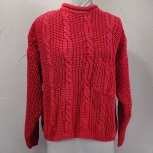 80s Forenza Red Cable Knit Sweater Women's Large
